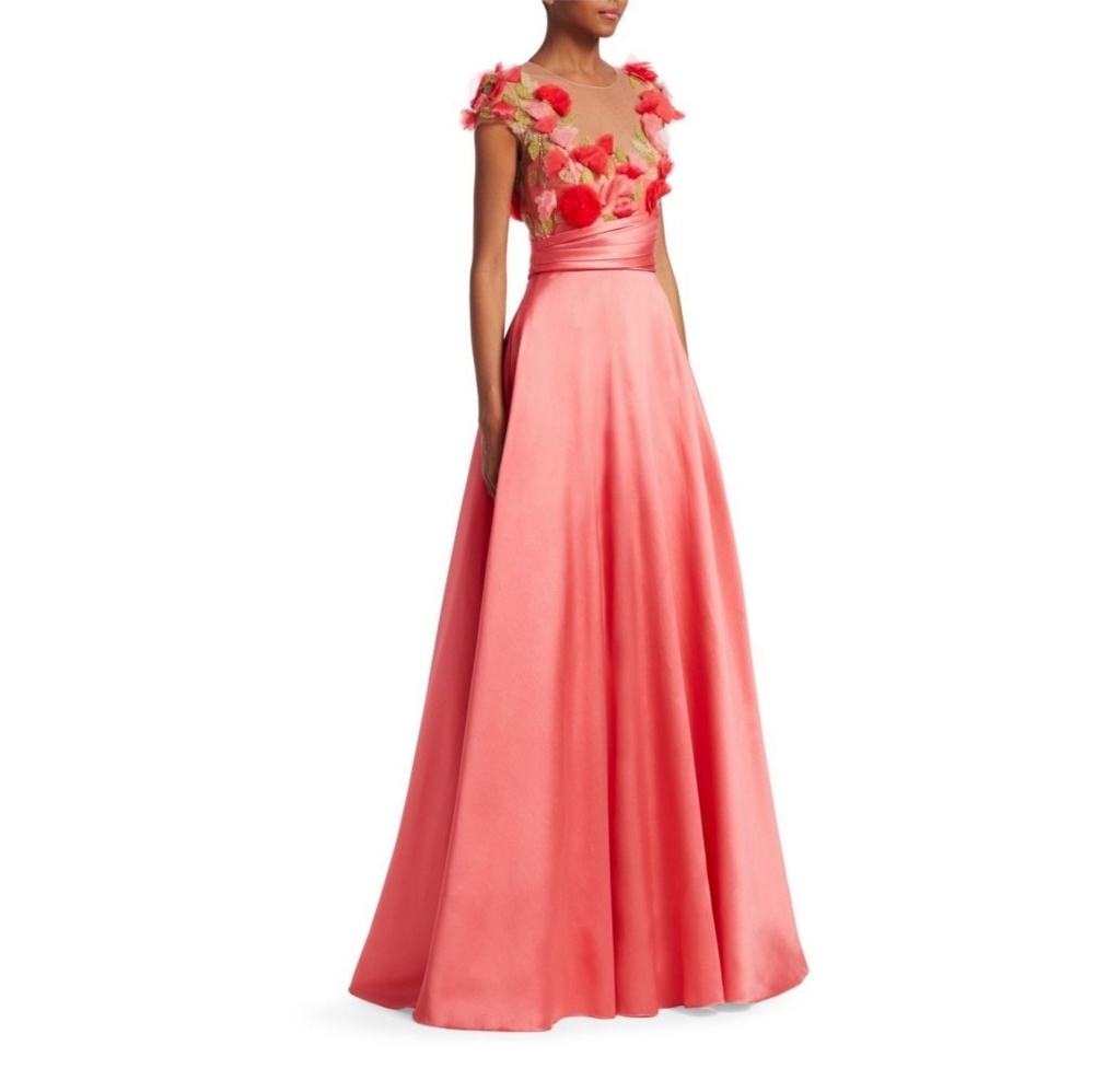 Marchesa Notte Embroidered Floral Ball Gown